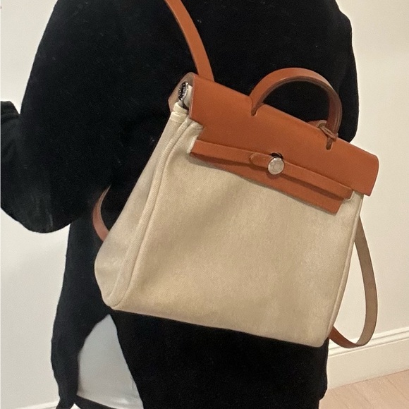Hermes beige and tan and Herbag with backpack straps - Picture 2 of 11